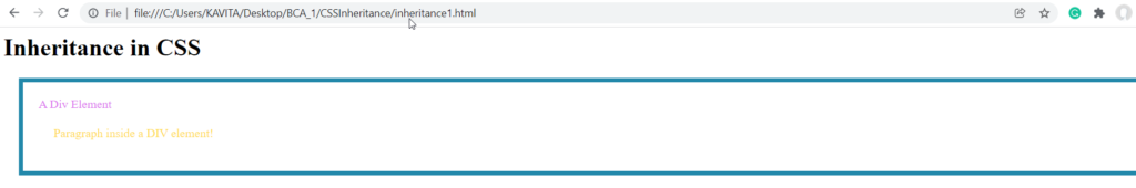 Example Showing CSS Properties not Inherited by Default