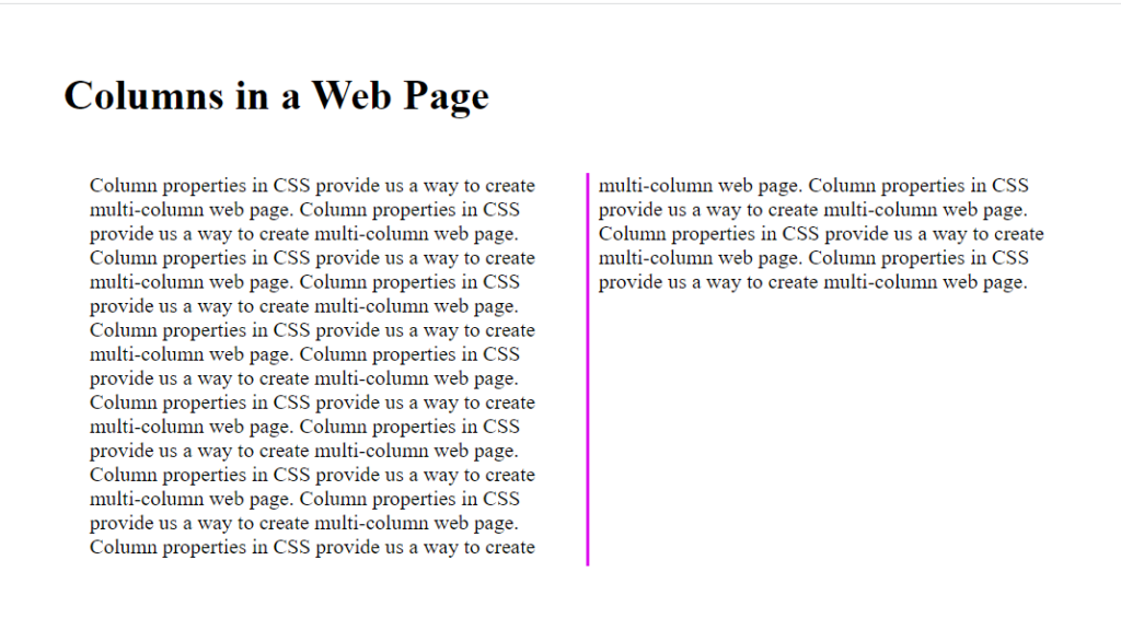 Three Columns with column-fill is set to auto