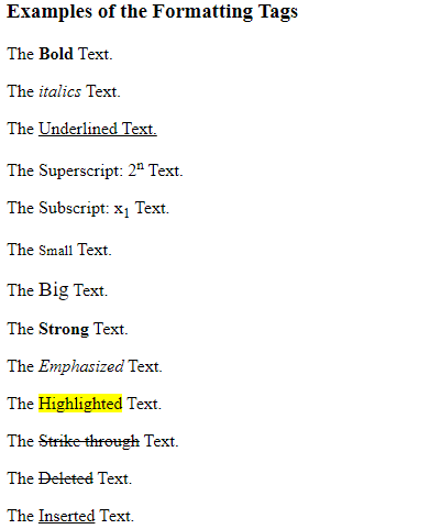 Using Formatting Tags in HTML