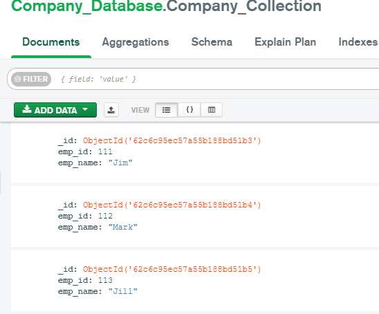 Documents in a Collection in a MongoDB Database