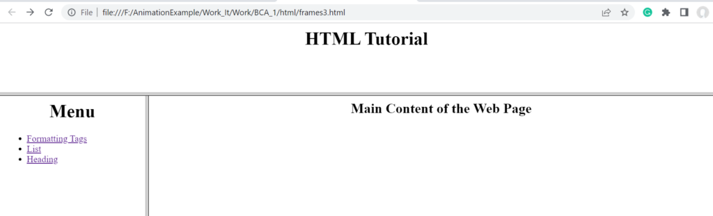 More Examples of HTML Frames - Frames With links