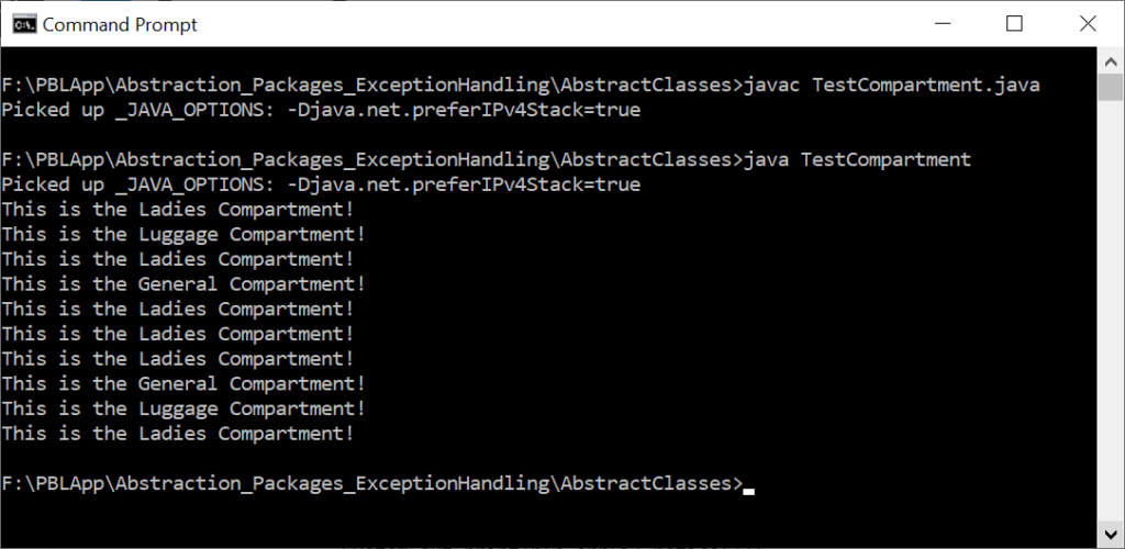 The Output of the Program Demonstrating How to Create and Use Abstract Classes in Java