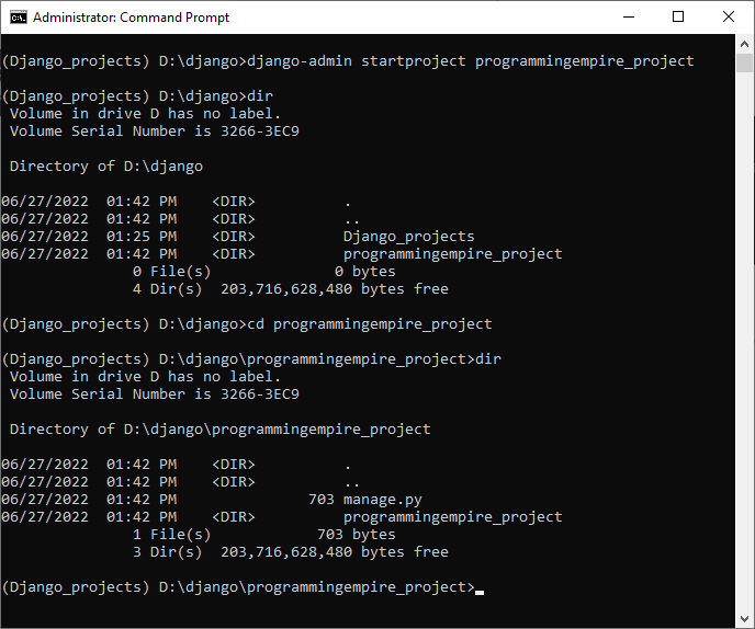 Creating a Project in Django