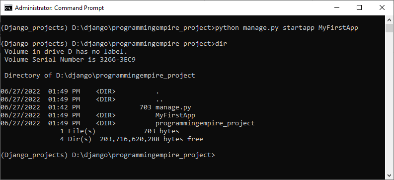 Creating an app with Django
