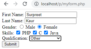Before Clicking on the Submit Button