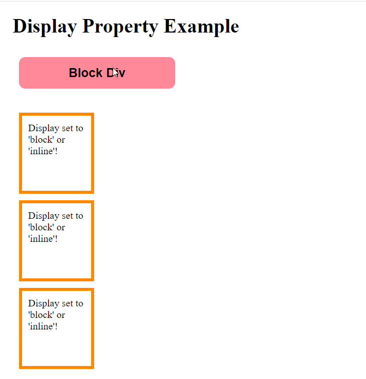 Display Property Set to block