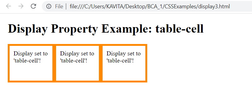 Display Property Set to table-cell