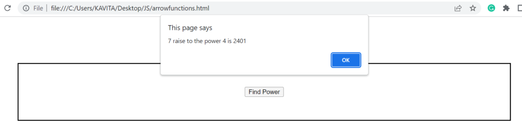 Arrow Function for Power