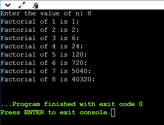 Factorial of n Numbers