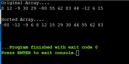 C Program for Performing Merge Sort