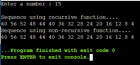 Recursive and Non-Recursive Functions to Show a Sequence