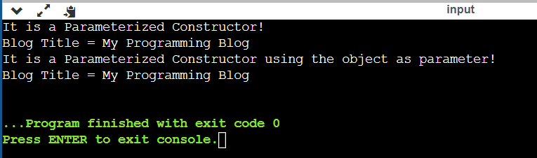 Using Object as Parameter in the Parameterized Constructor