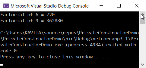 Using Private Constructor in a Class