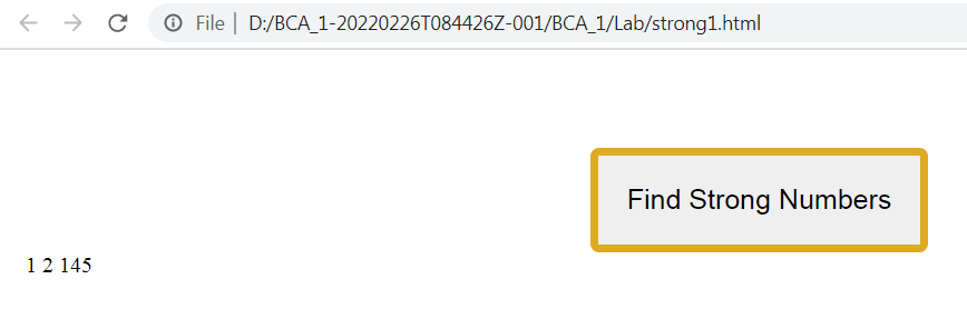 The Program to Find Strong Numbers in the Given Range