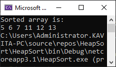 Sorted Array Using Heap Sort in C#