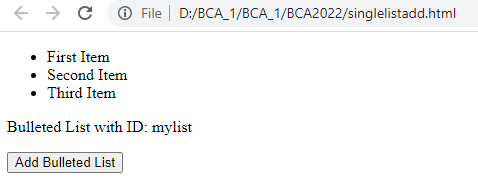 A Program Demonstrating How to Add a Bulleted List to a Paragraph with a Specific ID