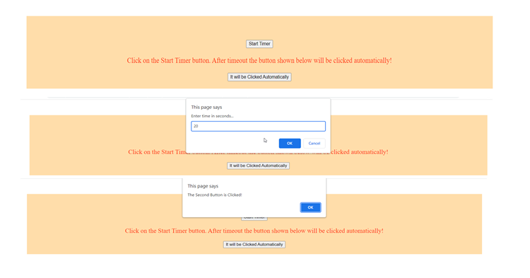 The Output of the Code to Demonstrate Simulating a Button Click in JavaScript