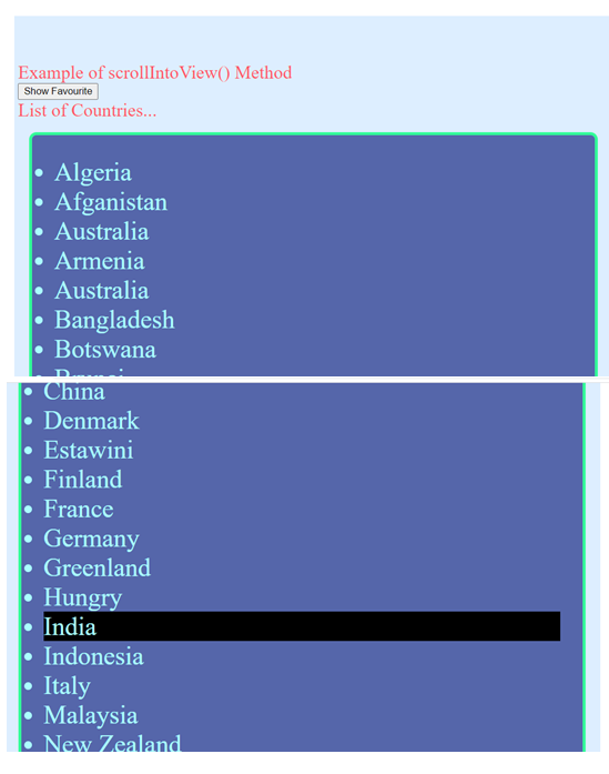 The Output of the Example of the scrollView() Method in JavaScript
