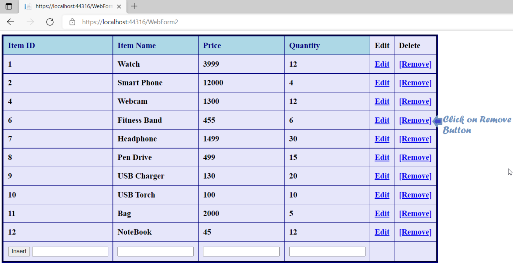 Using Remove Button for Deleting a Record in DataGrid