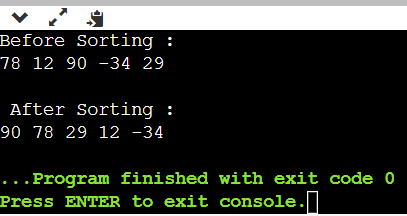 Sorting in Descending Order