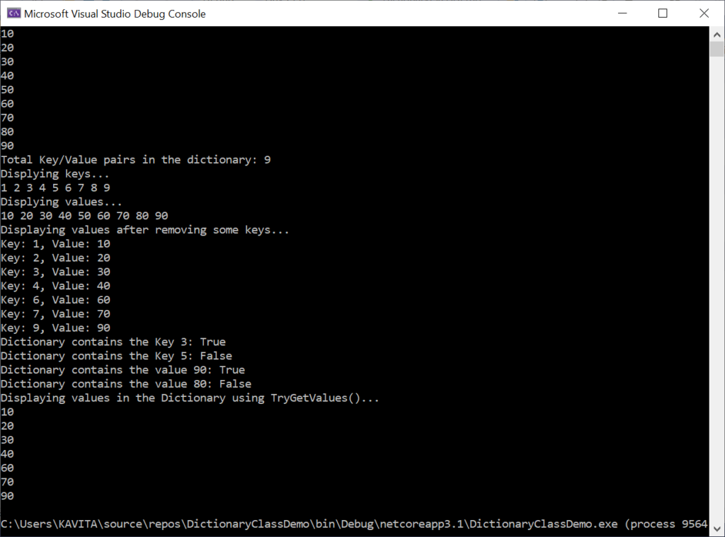 A Program to Demonstrate How to Create a Generic Dictionary in C#