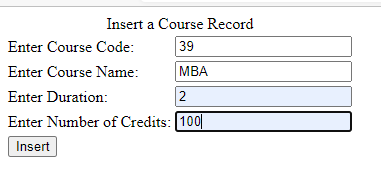 The HTML Form for Inserting Record Using Prepared Statement in PHP