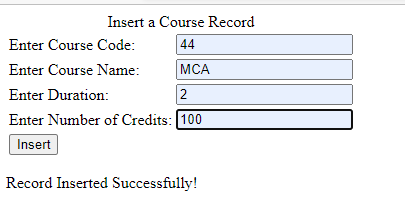 Form for Inserting a Record in a Database Table