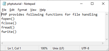 Creating a File in PHP Using the fopen() and fwrite() functions