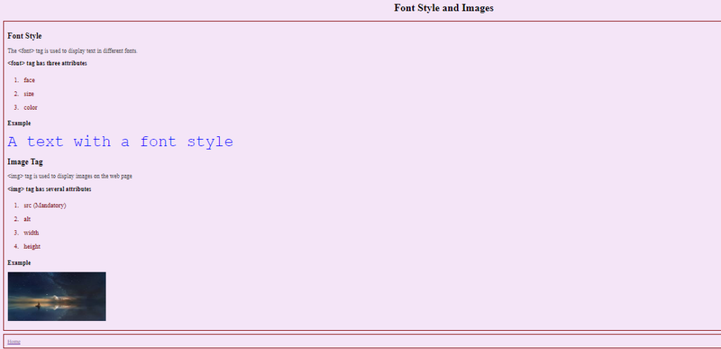 An Example Demonstrating How to Display Different Font Styles on a Web Page