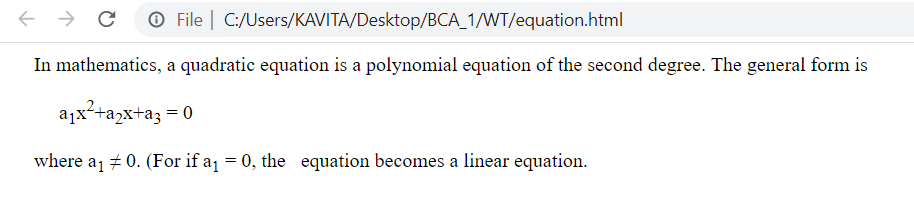 Example of Formatting Tags and Special Characters in HTML