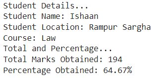 The Output of the Python Program to Create a Class