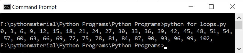 The Output of the Examples of Using Loops in Python