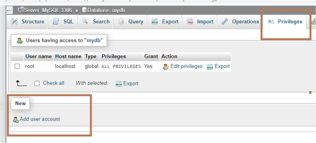 Creating a User in phpMyAdmin
