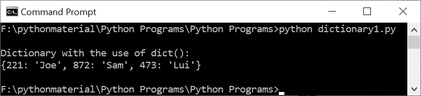 Using dict() Method to Create a Dictionary