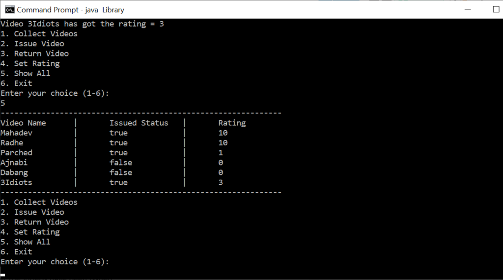 List of Videos After Setting the Rating