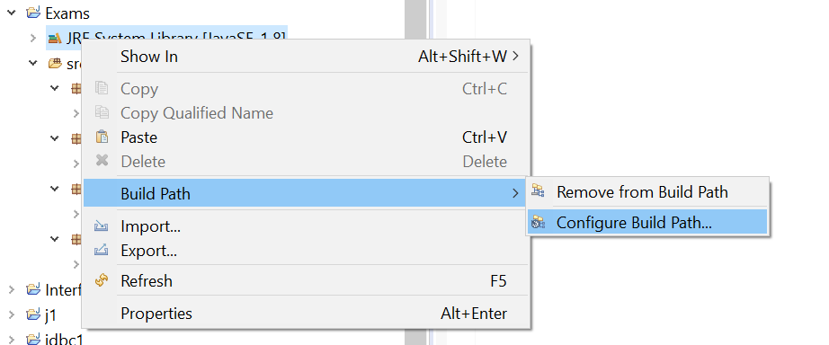Build Path Option in Eclipse