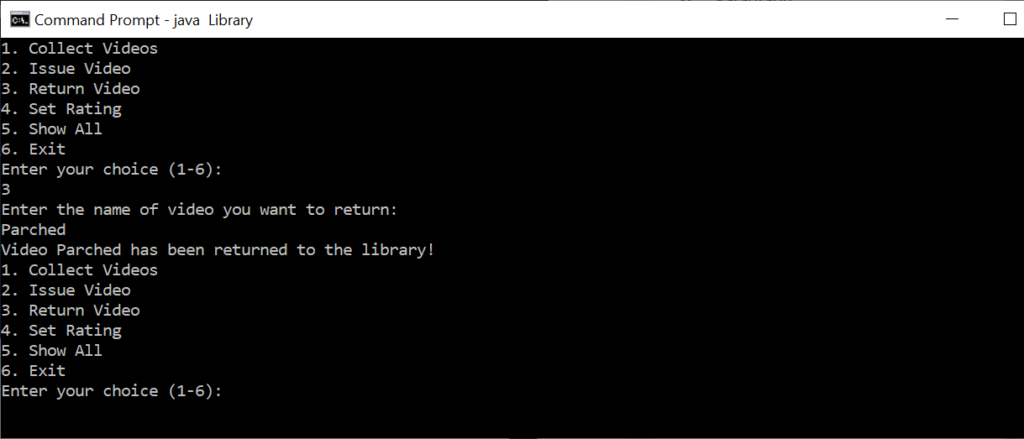 Returning a Video to the Library
